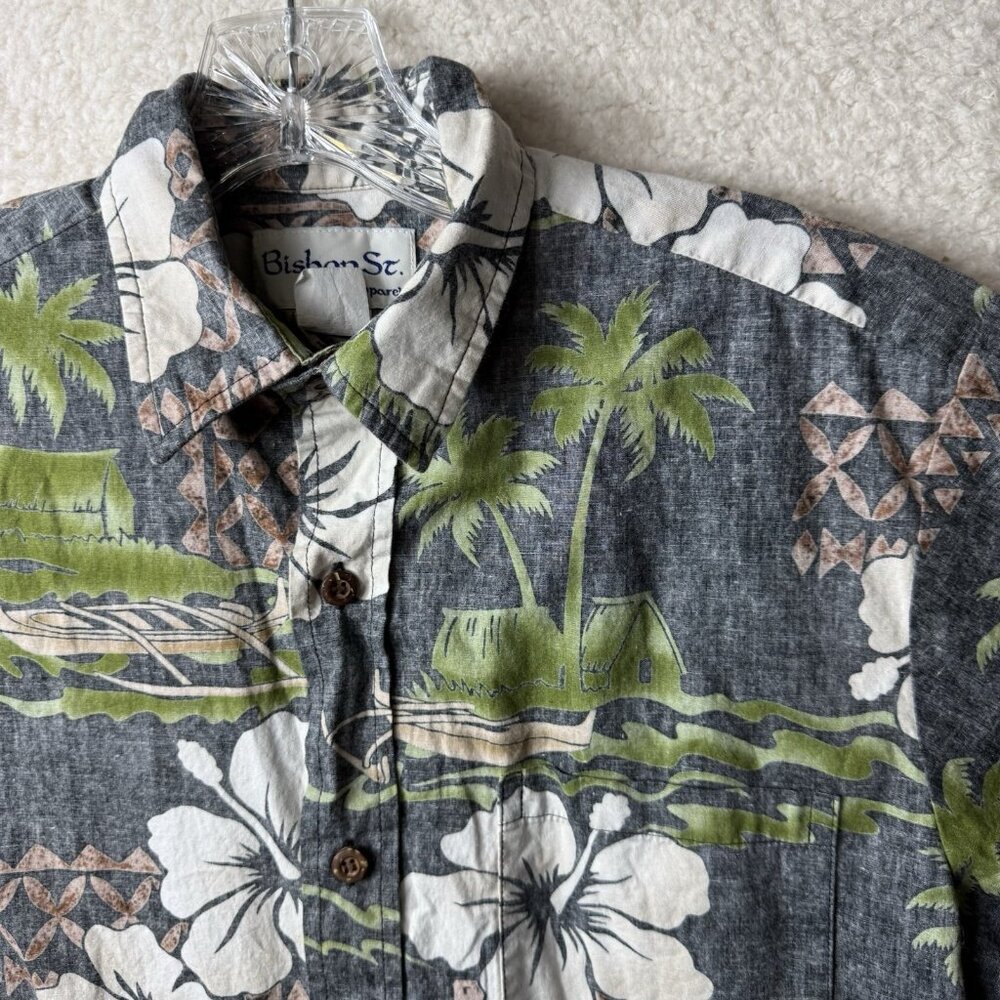 Vintage Bishop St. Hawaii Men's Tropical Hawaiian Shirt Reverse Print Sz Small